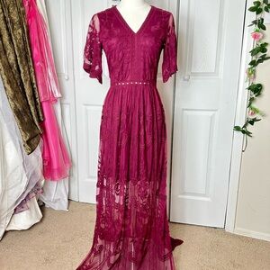 Elegant Burgundy Lace Dress